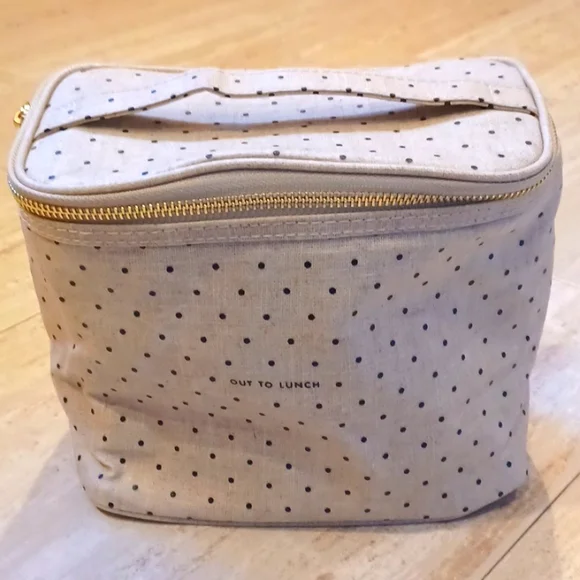 Kate Spade "Out to Lunch" Insulated Lunch Polka Dot Tote Bag/Cosmetic Bag - Picture 1 of 7